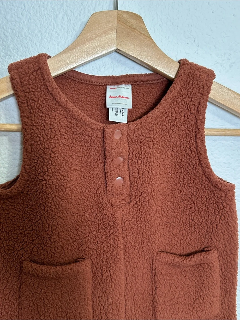 Hanna Andersson Cozy Fleece Overalls Baby Size 6-12 months One Piece Snap Button